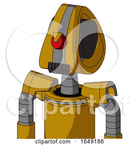 Yellow Droid with Droid Head and Dark Tooth Mouth and Angry Cyclops by Leo Blanchette