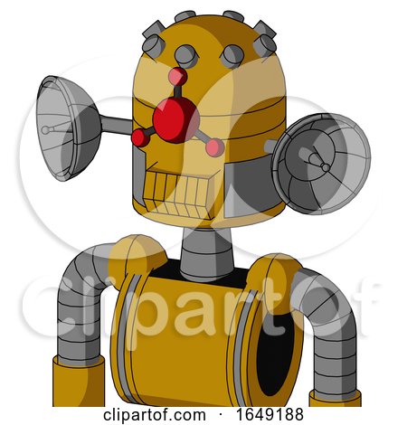 Yellow Droid with Dome Head and Toothy Mouth and Cyclops Compound Eyes by Leo Blanchette