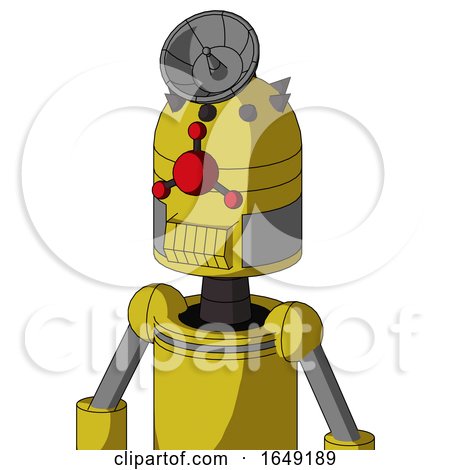 Yellow Droid with Dome Head and Toothy Mouth and Cyclops Compound Eyes and Radar Dish Hat by Leo Blanchette