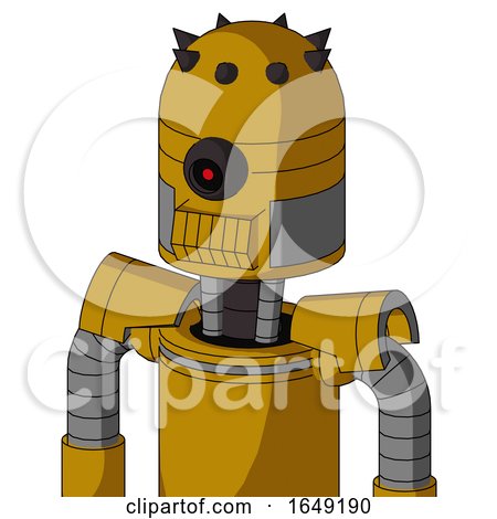 Yellow Droid with Dome Head and Toothy Mouth and Black Cyclops Eye by Leo Blanchette
