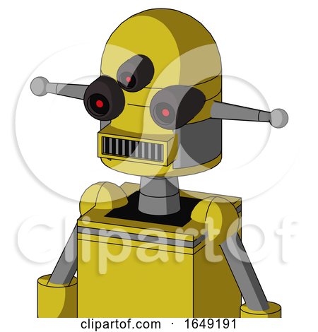 Yellow Droid with Dome Head and Square Mouth and Three-Eyed by Leo Blanchette