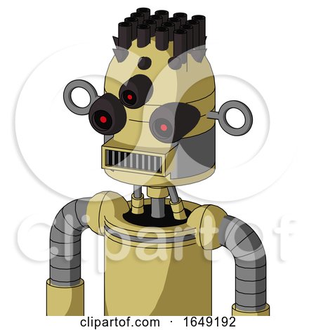Yellow Droid with Dome Head and Square Mouth and Three-Eyed and Pipe Hair by Leo Blanchette