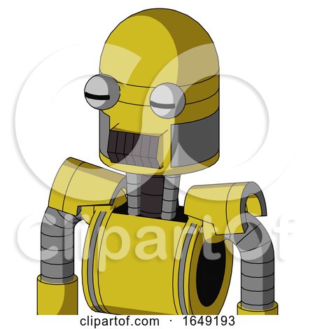 Yellow Droid with Dome Head and Dark Tooth Mouth and Two Eyes by Leo Blanchette