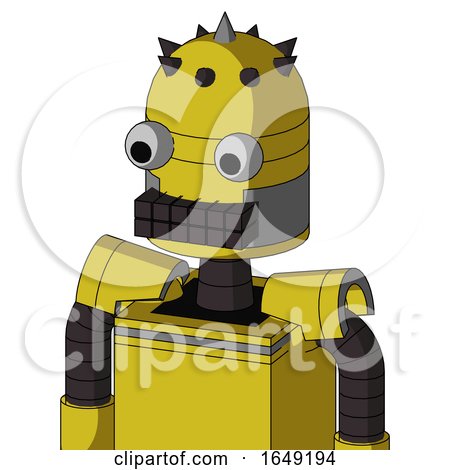 Yellow Droid with Dome Head and Keyboard Mouth and Two Eyes and Spike Tip by Leo Blanchette