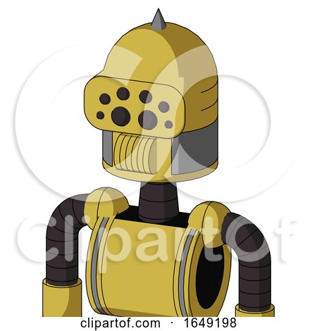 Yellow Droid with Dome Head and Speakers Mouth and Bug Eyes and Spike Tip by Leo Blanchette