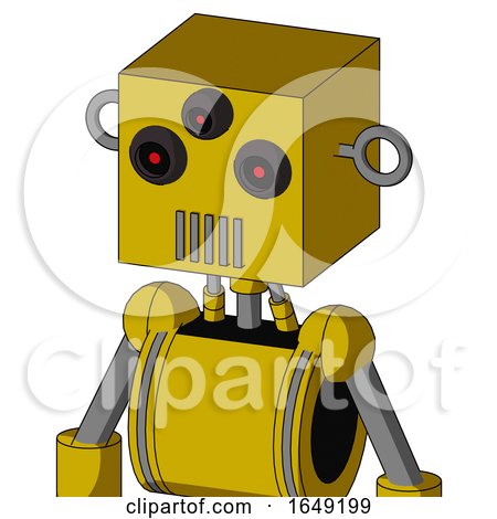 Yellow Droid with Box Head and Vent Mouth and Three-Eyed by Leo Blanchette