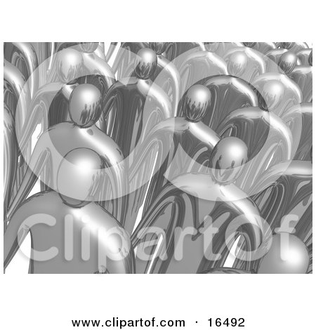 Group Of Silver Men Standing In Rows During A Meeting Clipart Illustration Graphic by 3poD