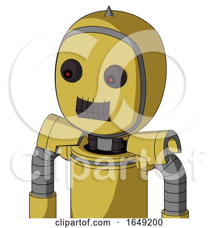 Yellow Droid with Bubble Head and Dark Tooth Mouth and Red Eyed and Spike Tip by Leo Blanchette