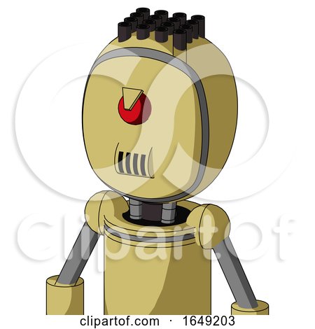 Yellow Droid with Bubble Head and Speakers Mouth and Angry Cyclops and Pipe Hair by Leo Blanchette