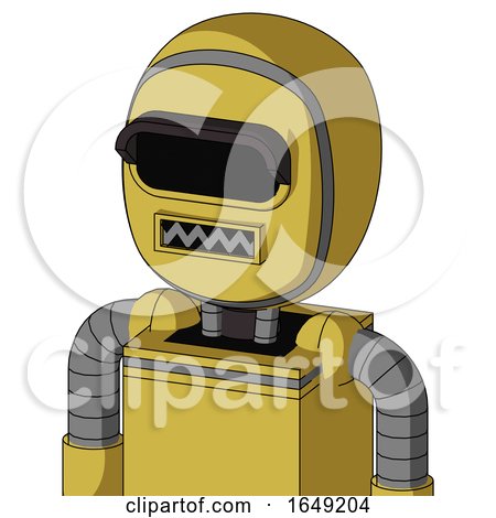 Yellow Droid with Bubble Head and Square Mouth and Black Visor Eye by Leo Blanchette