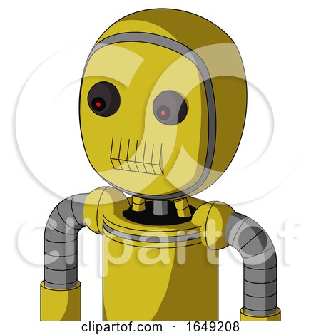Yellow Droid with Bubble Head and Toothy Mouth and Red Eyed by Leo Blanchette