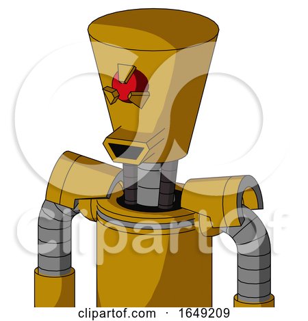 Yellow Droid with Cylinder-Conic Head and Happy Mouth and Angry Cyclops Eye by Leo Blanchette