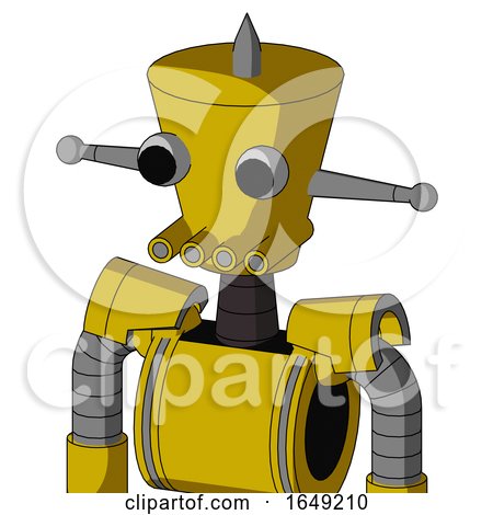 Yellow Droid with Cylinder-Conic Head and Pipes Mouth and Two Eyes and Spike Tip by Leo Blanchette