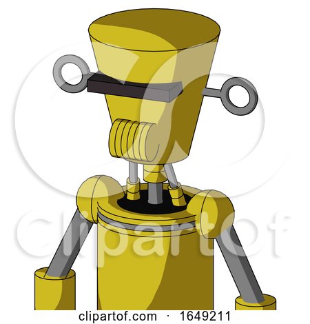 Yellow Droid with Cylinder-Conic Head and Speakers Mouth and Black Visor Cyclops by Leo Blanchette
