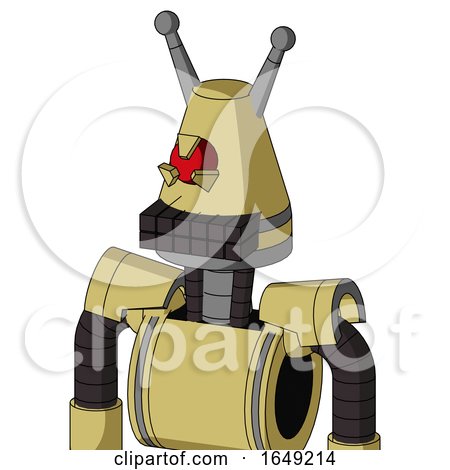 Yellow Droid with Cone Head and Keyboard Mouth and Angry Cyclops Eye and Double Antenna by Leo Blanchette