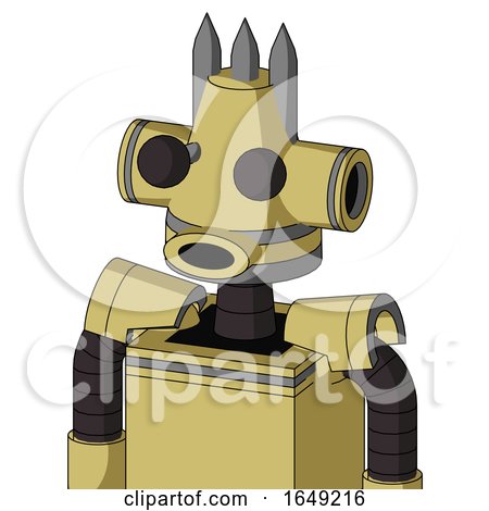 Yellow Droid with Cone Head and Round Mouth and Two Eyes and Three Spiked by Leo Blanchette