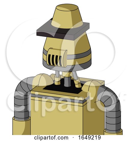 Yellow Droid with Cone Head and Speakers Mouth and Black Visor Cyclops by Leo Blanchette