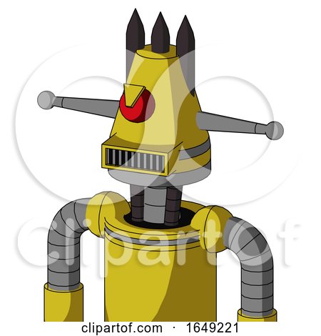 Yellow Droid with Cone Head and Square Mouth and Angry Cyclops and Three Dark Spikes by Leo Blanchette