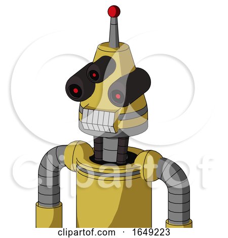 Yellow Droid with Cone Head and Teeth Mouth and Three-Eyed and Single Led Antenna by Leo Blanchette