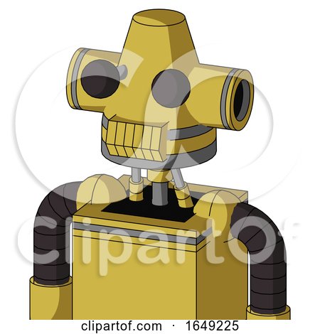 Yellow Droid with Cone Head and Toothy Mouth and Two Eyes by Leo Blanchette