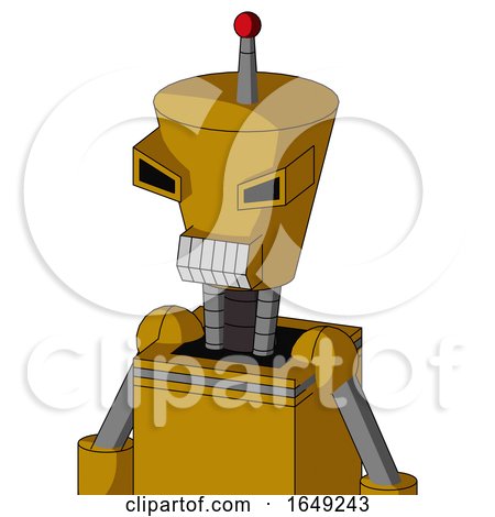 Yellow Droid with Cylinder-Conic Head and Teeth Mouth and Angry Eyes and Single Led Antenna by Leo Blanchette