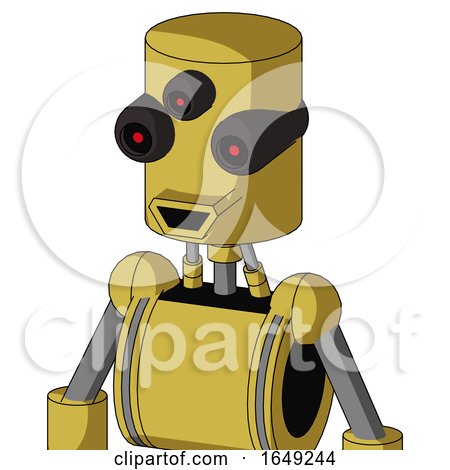 Yellow Droid with Cylinder Head and Happy Mouth and Three-Eyed by Leo Blanchette