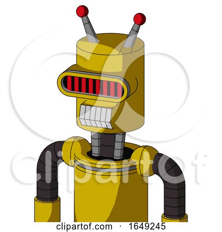 Yellow Droid with Cylinder Head and Teeth Mouth and Visor Eye and Double Led Antenna by Leo Blanchette