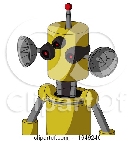 Yellow Droid with Cylinder Head and Three-Eyed and Single Led Antenna by Leo Blanchette