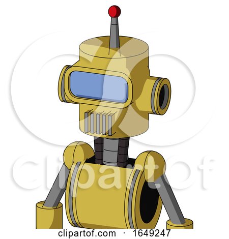 Yellow Droid with Cylinder Head and Vent Mouth and Large Blue Visor Eye and Single Led Antenna by Leo Blanchette