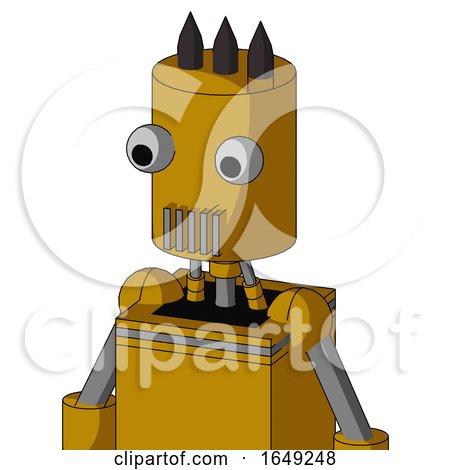 Yellow Droid with Cylinder Head and Vent Mouth and Two Eyes and Three Dark Spikes by Leo Blanchette