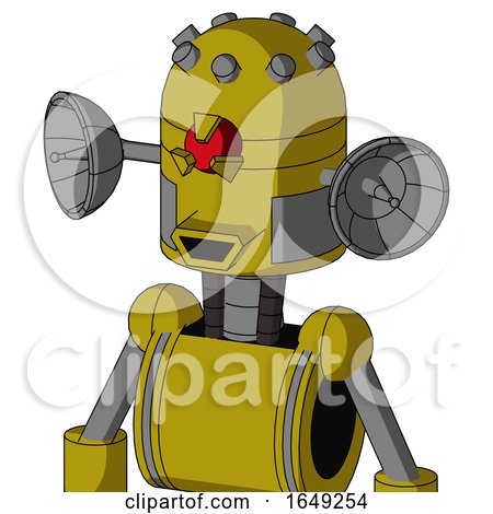 Yellow Automaton with Dome Head and Happy Mouth and Angry Cyclops Eye by Leo Blanchette