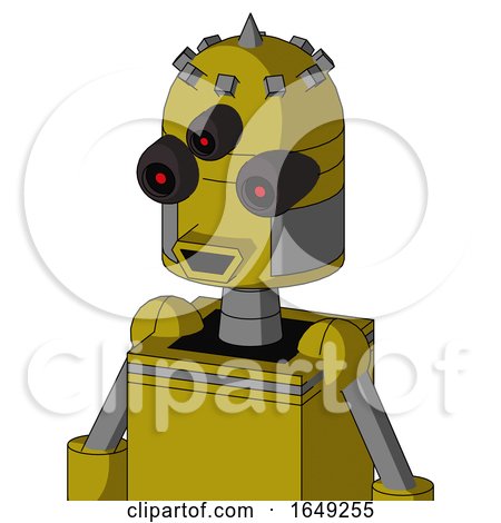 Yellow Automaton with Dome Head and Happy Mouth and Three-Eyed and Spike Tip by Leo Blanchette