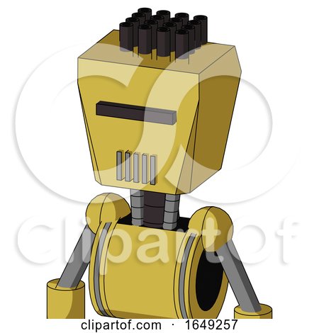 Yellow Droid with Box Head and Vent Mouth and Black Visor Cyclops and Pipe Hair by Leo Blanchette