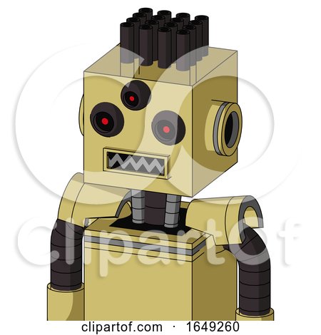 Yellow Droid with Box Head and Square Mouth and Three-Eyed and Pipe Hair by Leo Blanchette