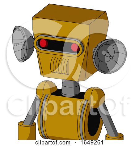 Yellow Droid with Box Head and Speakers Mouth and Visor Eye by Leo Blanchette