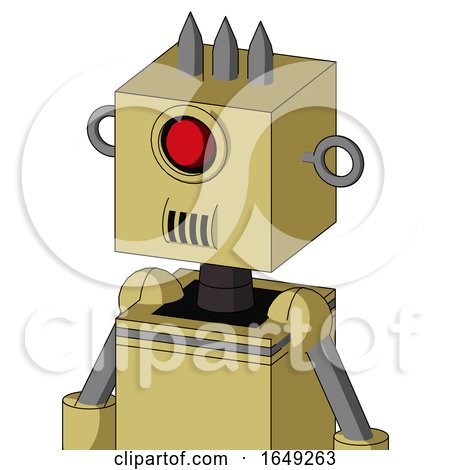 Yellow Droid with Box Head and Speakers Mouth and Cyclops Eye and Three Spiked by Leo Blanchette