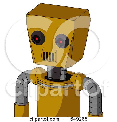 Yellow Droid with Box Head and Speakers Mouth and Black Glowing Red Eyes by Leo Blanchette