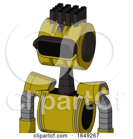 Yellow Automaton with Multi-Toroid Head and Black Visor Eye and Pipe Hair by Leo Blanchette