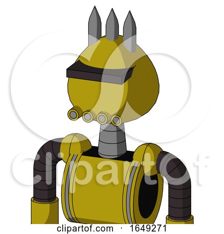 Yellow Automaton with Rounded Head and Pipes Mouth and Black Visor Cyclops and Three Spiked by Leo Blanchette