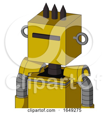 Yellow Droid with Box Head and Black Visor Cyclops and Three Dark Spikes by Leo Blanchette