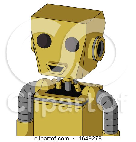Yellow Droid with Box Head and Happy Mouth and Two Eyes by Leo Blanchette