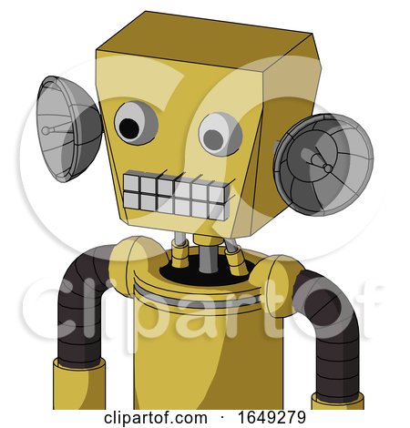 Yellow Droid with Box Head and Keyboard Mouth and Two Eyes by Leo Blanchette