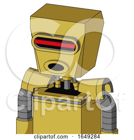 Yellow Droid with Box Head and Round Mouth and Visor Eye by Leo Blanchette