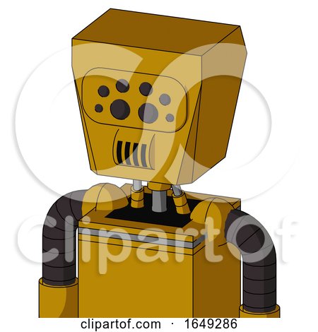 Yellow Droid with Box Head and Speakers Mouth and Bug Eyes by Leo Blanchette