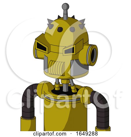 Yellow Automaton with Dome Head and Speakers Mouth and Angry Eyes and Single Antenna by Leo Blanchette