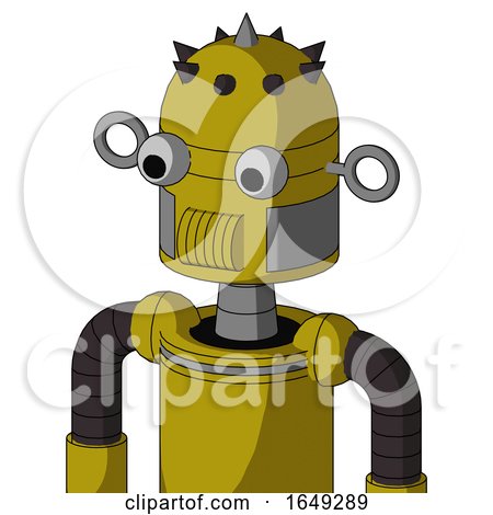 Yellow Automaton with Dome Head and Speakers Mouth and Two Eyes and Spike Tip by Leo Blanchette