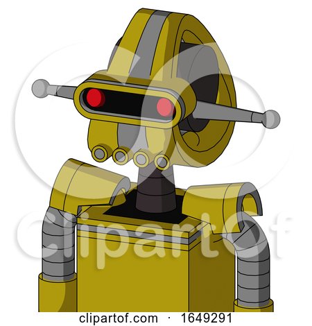 Yellow Automaton with Droid Head and Pipes Mouth and Visor Eye by Leo Blanchette