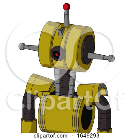 Yellow Automaton with Multi-Toroid Head and Black Cyclops Eye and Single Led Antenna by Leo Blanchette