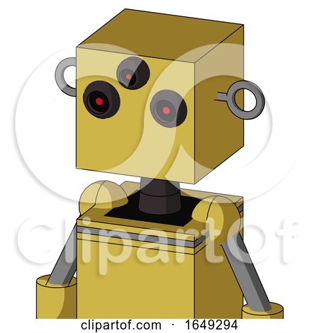 Yellow Droid with Box Head and Three-Eyed by Leo Blanchette