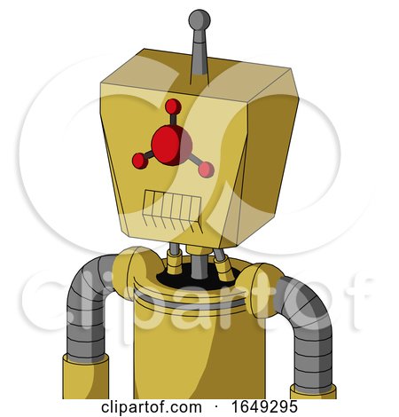 Yellow Droid with Box Head and Toothy Mouth and Cyclops Compound Eyes and Single Antenna by Leo Blanchette